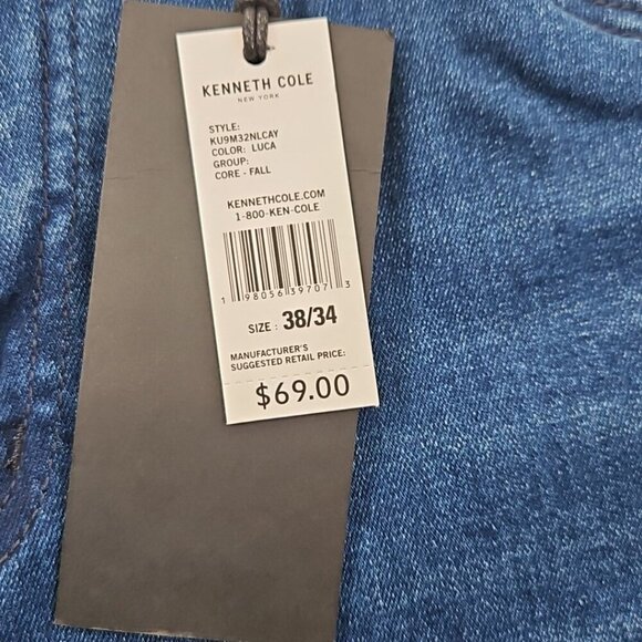 NEW Kenneth Cole Jeans Men's 38x34 Straight Fit 2 Way Stretch Med Blue Denim NWT - Picture 10 of 16